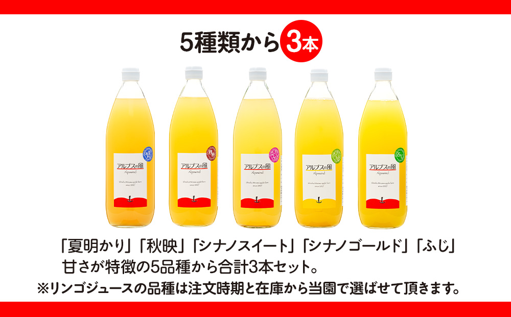 果汁100％ジュースで味わう 信州のリンゴ 甘さ引き立つ 大瓶 3本 セット 詰め合わせ ジュースで味わう信州のリンゴ 甘さ引き立つ リンゴ りんご 林檎 アップル アップルジュース 無添加 飲料 長野 長野県