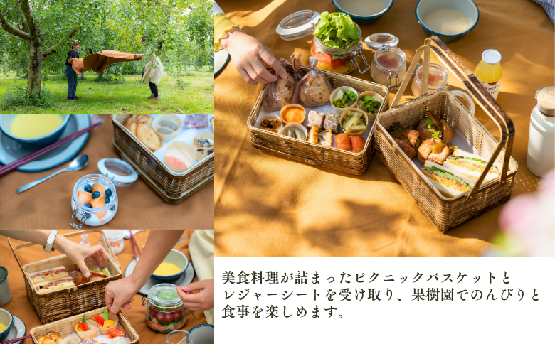 MC01-25H Orchardピクニックまつかわ 利用券（2名様分）// 長野県 南信州 松川町 ガストロノミー りんごの木のオーナー ピクニック 手ぶらピクニック ランチ 野外体験 女子旅 デート 家族旅行