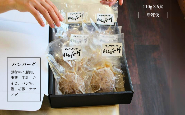 SF04-25C 無添加！さんさん豚ハンバーグセット(110g×6ヶ入)【化学調味料不使用】｜長野県産豚肉 南信州 ポーク バークシャー種 安全 安心 冷凍 贈答 ギフト