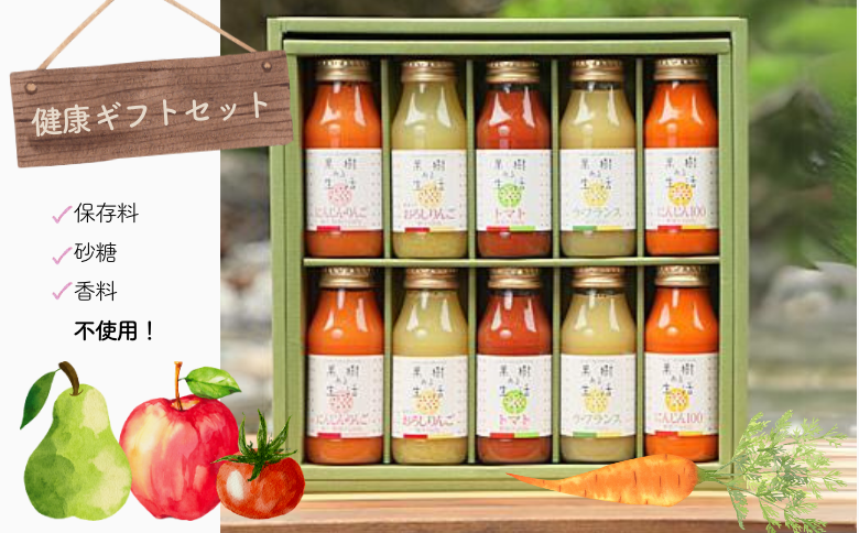 NH02-25E 国産果汁100％ジュース 健康ギフト（180ml×10本）// 長野県 南信州 ストレートジュース 無加糖 無塩 香料不使用 着色料不使用 保存料不使用 天皇杯 農水大臣賞