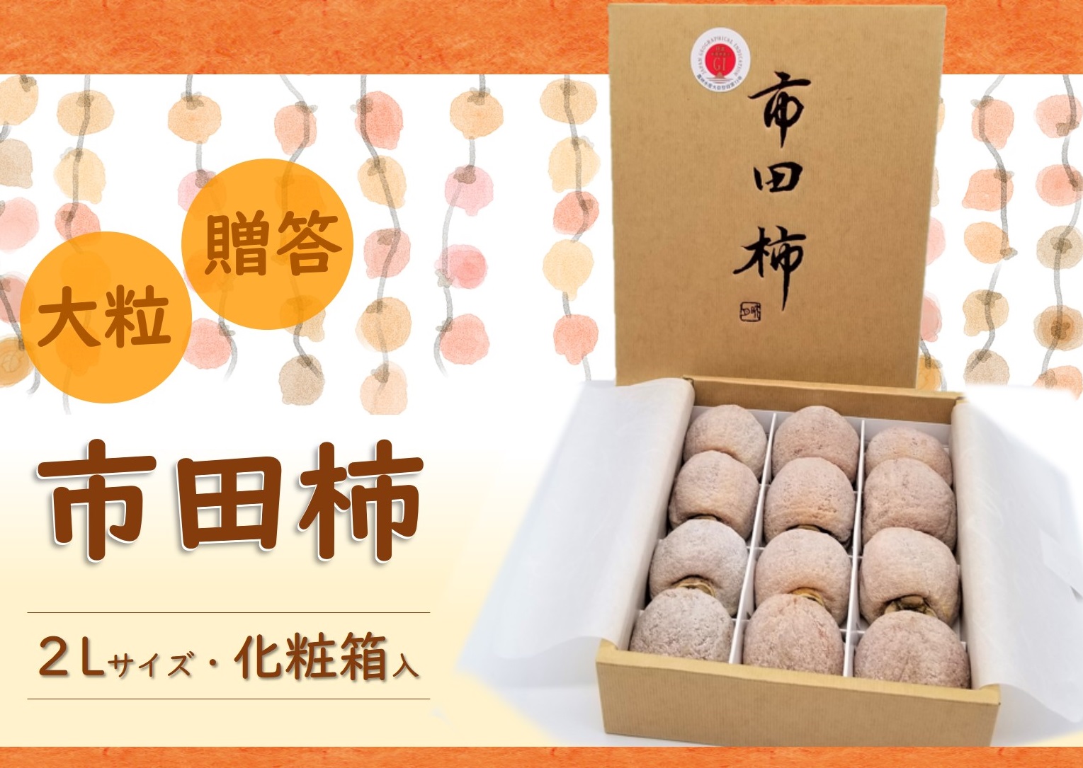 TS05-25A  市田柿 2Lサイズ 12個入（化粧箱入）／2025年12月1日頃から1月中旬頃にかけて順次発送