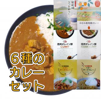南信州仕立て6種のカレーセット 長野県 信州 高森町 柿 鹿肉 信州オレイン豚 信州福味鶏 御前崎かつお節 信州セキュアフーズ