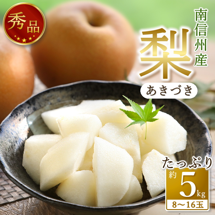 【南信州産】梨「あきづき」秀品 約5kg（8玉～16玉） 2026年9月下旬より発送 長野県 信州 高森町 産地直送 果物 くだもの なし ナシ 和梨 旬 旬の果物 旬の梨 秋月 ギフト 贈答 JAみなみ信州