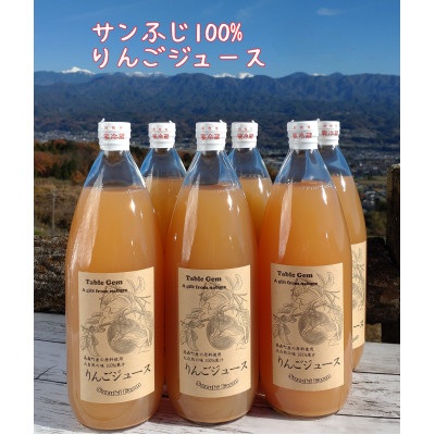 【南信州高森産】サンふじ100%りんごジュース(1L×6本) 長野県 信州 南信州 高森町 ストレートりんごジュース りんご リンゴ ６本