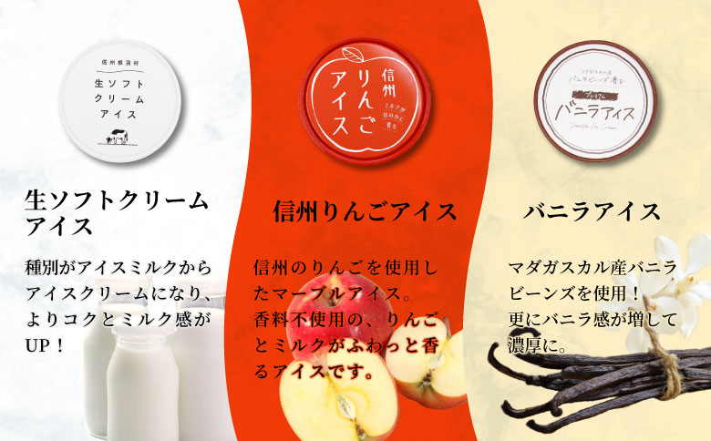 全3回★NEWフレーバーが入った！3種類のアイス定期便☆2026年1月発送～ 南信州根羽村産アイス が毎月7個届く！ 合計21個 アイス アイスクリーム ソフトクリーム バニラアイス りんご 果物 ジャム 長野県 根羽村 ソフトクリーム スイーツ 15000円 15,000円