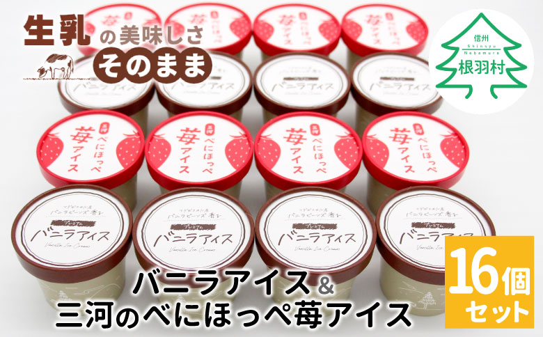 バニラアイス＆紅ほっぺいちごアイス 16個入り 80ml アイスクリーム 苺 いちご 紅ほっぺ ソフトクリーム アイス 10000円