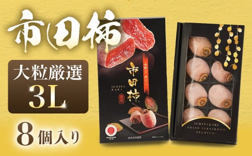 A-93 市田柿 化粧箱 大粒厳選（3L）8粒 ※2026年1月以降発送予定※