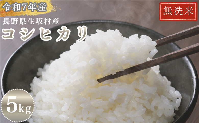白米 生坂村産コシヒカリ 無洗米 5kg 長野県産 | コメ 白米 長野県 生坂村