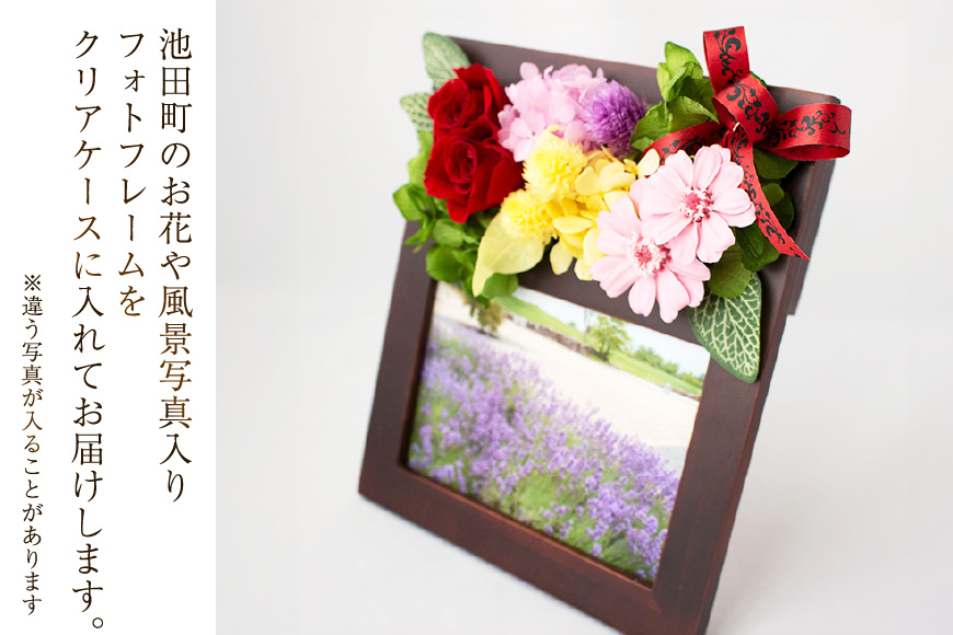 写真立て プリザーブドフラワー フォトフレーム ブラウン ケース入り [mirccamircca 長野県 池田町 48110589] 写真 フォト 思い出 記念日 花 フラワー インテリア 雑貨