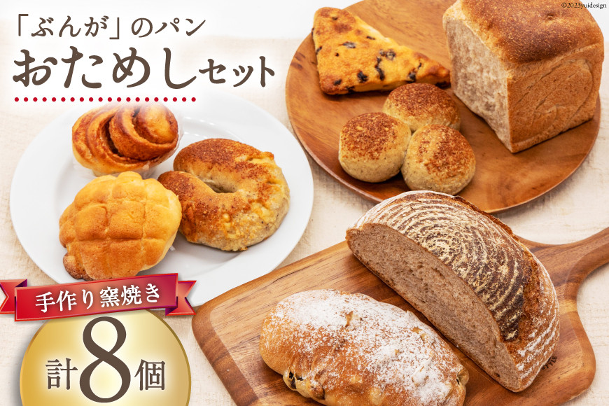 パン ぶんがお試し セット 8個入 [しぜん酵母と石窯ぱん bungaーぶんがー 長野県 池田町 48110557] 手作りパン 天然酵母 自家製酵母 窯焼きパン ハードパン メロンパン ぶどうパン