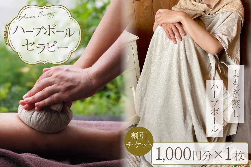 ハーブボール セラピー 割引チケット 1,000円分 1枚 [和のか 長野県 池田町 48110675]  リラクゼーション よもぎ蒸し 植物療法