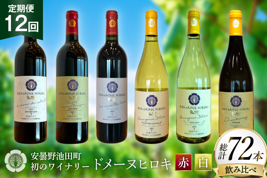 定期便 ワイン 赤白 6本 セット 各 750ml 12回 計 72本 [ヴィニョブル安曇野 長野県 池田町 48110764] フルボディ 飲み比べ ワインセット 赤ワイン 白ワイン