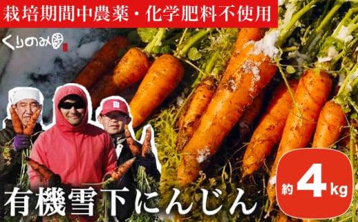 有機雪下にんじん 約4kg 栽培期間中農薬・化学肥料不使用 ［くりのみ園］ 人参 ニンジン 野菜 やさい 長野県産 信州産 期間限定 長野県産 信州産 国産 小布施町 【2026年1月～3月発送】 ［H-85］