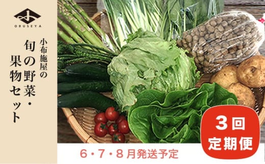 直売所から直送 旬の野菜・果物セット 3回コース 6～10品 ［小布施屋］定期便 野菜 やさい 果物 フルーツ 詰め合わせ 詰合せ  令和8年産【2026年6月 7月 8月 各月1回発送】 ［A-701］