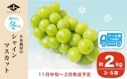 蔵出し冬のシャインマスカット 約2kg 3～5房 ［小布施屋 ］長野県 ぶどう フルーツ 果物 冷蔵便 クール便 令和7年産 【2025年11月中旬～2026年2月発送】［C-2］ 約2kg / 30,000円