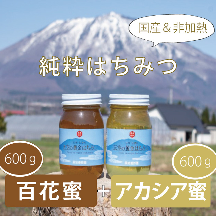 黒姫養蜂園『天空の黄金はちみつ』 百花蜜・アカシヤ 600g×