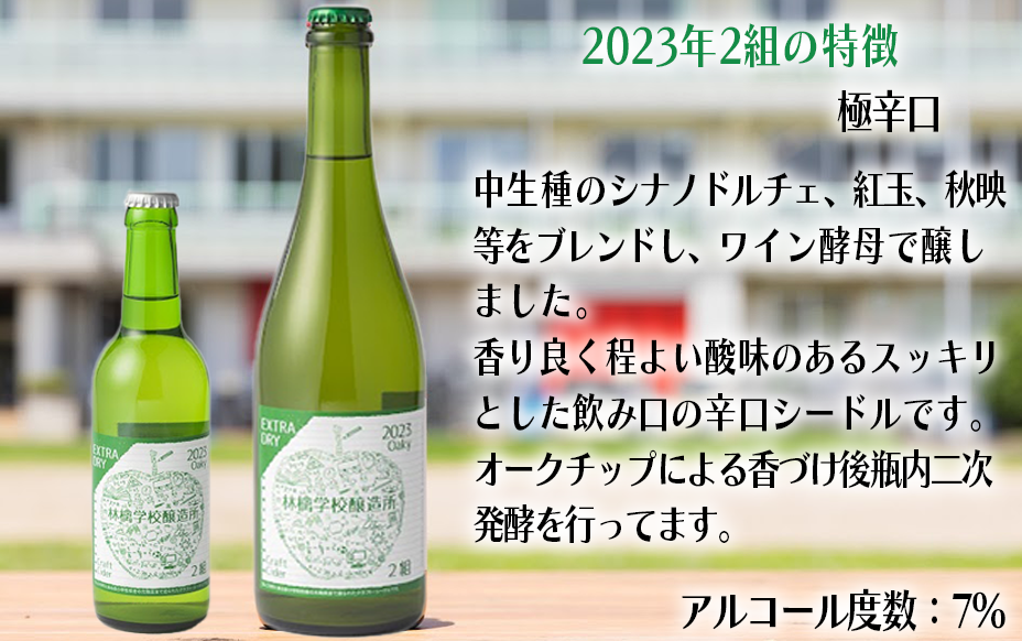 お酒 林檎学校醸造所 シードル 2023年 辛口 中口 330ml × 3本 セット 北信五岳シードルリー 沖縄県への配送不可 信州 りんご リンゴ 林檎 酒 発泡酒 醸造 アルコール 長野 19000円 長野県 飯綱町 [1465]