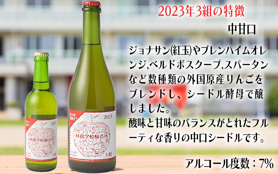 お酒 林檎学校醸造所 シードル 2023年 辛口 中口 750ml × 3本 セット 北信五岳シードルリー 信州 りんご リンゴ 林檎 酒 発泡酒 醸造 アルコール 長野 31000円 長野県 飯綱町 [1466]