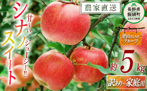 りんご シナノスイート 家庭用 〜 訳あり 5kg 増田ファーム 沖縄県への配送不可 2025年10月上旬頃から2025年11月上旬頃まで順次発送予定 令和7年度収穫分 信州 果物 フルーツ リンゴ 林檎 長野 予約 農家直送 長野県 飯綱町 [0903]