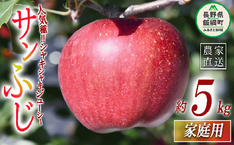 りんご サンふじ 家庭用 5kg ヤマハチ農園 沖縄県への配送不可 2025年11月中旬頃から2026年1月上旬頃まで順次発送予定 令和7年度収穫分 BLOF理論栽培 信州 果物 フルーツ リンゴ 林檎 長野 13500円 予約 農家直送 長野県 飯綱町 [0660]