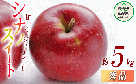 りんご シナノスイート 秀 5kg 光センサー選別品 ながの農業協同組合 沖縄県配送不可 2025年10月上旬頃から2025年11月上旬頃まで順次発送 令和7年度収穫分 長野県 飯綱町 [0340]
