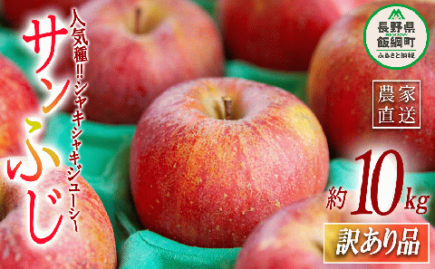 りんご サンふじ 訳あり 10kg ヤマハチ農園 沖縄県への配送不可 2025年11月中旬頃から2026年1月上旬頃まで順次発送予定 令和7年度収穫分 BLOF理論栽培 傷 不揃い リンゴ 林檎 果物 フルーツ 信州 長野 19500円 予約 農家直送 長野県 飯綱町 [0661]