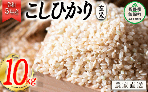 米 こしひかり 玄米 10kg ( 令和5年産 ) かざまファーマー 沖縄県配送不可 2023年10月上旬頃から順次発送予定 信州 19500円 予約 農家直送 長野県 飯綱町 [1746]