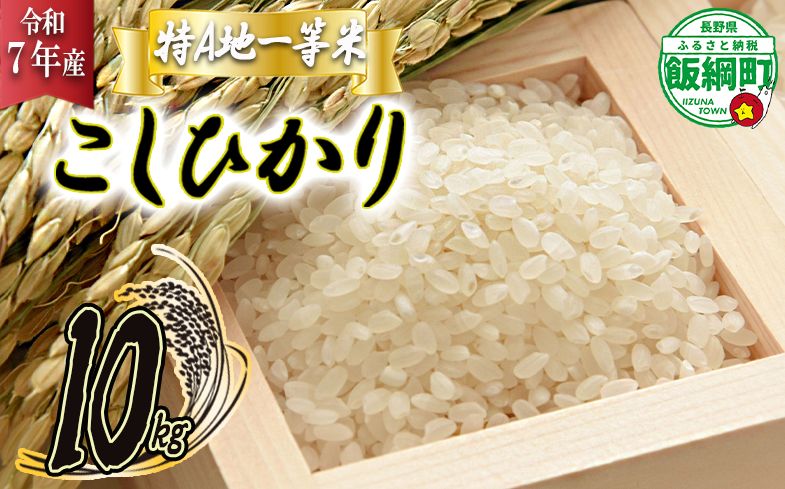【 特A一等米 / コシヒカリ 】 精米 こしひかり 10kg ( 令和7年産 ) ふるさと振興個社 2025年11月上旬頃から順次発送予定 コシヒカリ 白米 精米 お米 信州 予約 農家直送 長野県 飯綱町 [0155]