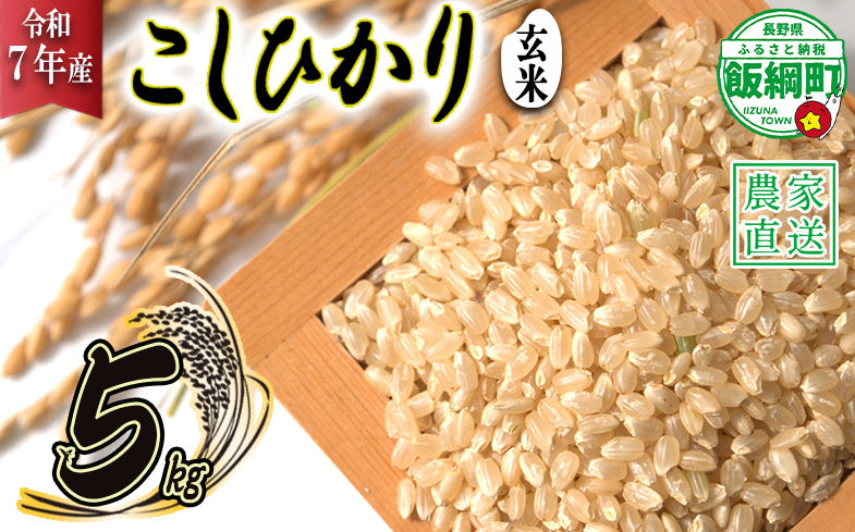 米 こしひかり ( 玄米 ) 5kg ( 令和7年産 ) 沖縄県への配送不可 2025年10月上旬頃から順次発送予定 米澤商店 コシヒカリ 玄米 長野県 飯綱町 [1352]