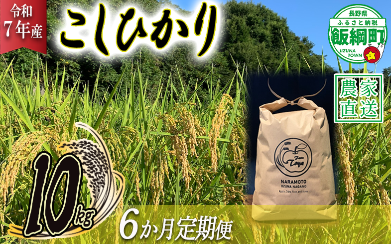 米 こしひかり 10kg × 6回 【 6か月 定期便 】( 令和7年産 ) ファームトヤ 2025年10月上旬頃から順次発送予定 コシヒカリ 白米 精米 お米 信州 192000円 予約 農家直送 長野県 飯綱町 [1611]