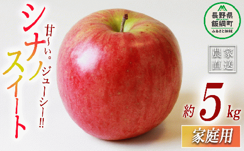 りんご シナノスイート 家庭用 5kg エバラ農園 沖縄県への配送不可 2024年10月上旬頃から2024年11月中旬頃まで順次発送予定 令和6年度収穫分 予約 農家直送 長野県 飯綱町 [1631]