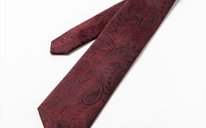 シルク ネクタイ(INOKUCHI1567)　ペイズリー柄 【カラー：エンジ】 ビジネス スーツ メンズ 岐阜市 / 皐月屋 [ANBR017]