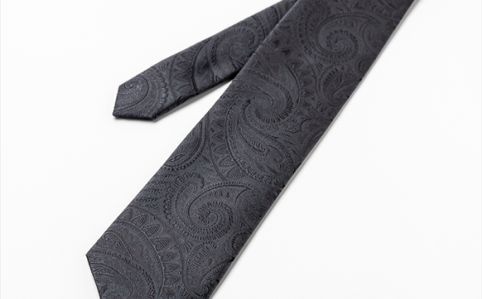 シルク ネクタイ(INOKUCHI1567)　ペイズリー柄 【カラー：チャコールグレー】 ビジネス スーツ メンズ 岐阜市 / 皐月屋 [ANBR018]