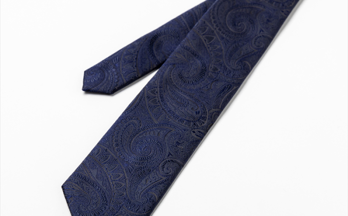 シルク ネクタイ(INOKUCHI1567)　ペイズリー柄 【カラー：濃紺】 ビジネス スーツ メンズ 岐阜市 / 皐月屋 [ANBR019]