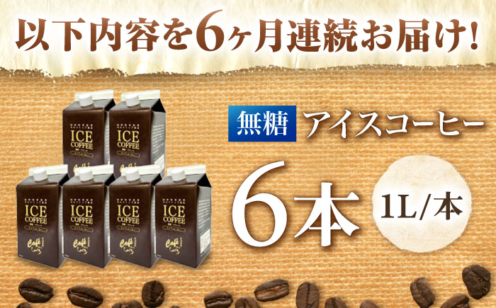 【6回定期便】 ひぐちのアイスコーヒーネルドリップ抽出無糖 1リットル6本 珈琲 ブラック パック 岐阜市/珈琲工房ひぐち [ANDP012]