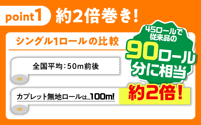 【3回定期便】 (2カ月に1回) トイレットペーパー 2倍巻き 【シングル】 45ロール SDGs カプレット無地ロール 古紙再生利用脱プラ 北海道・沖縄県・離島への配送不可 岐阜市/河村製紙 [ANBJ036]