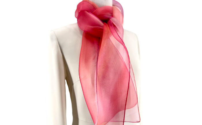 美濃友禅　【シルクスカーフ】　NAOE KAWAMURA ー濃姫ー 岐阜市 / 河村尚江デザイン事務所 [ANDE006]