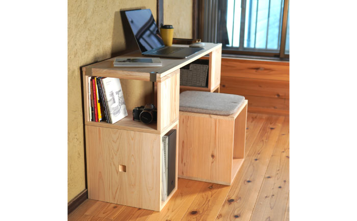 【サスティナブルな岐阜県産材の家具】 オフィスデスク S 栗 / もくわく 収納 棚 本棚 インテリア おしゃれ ナチュラル 木 温もり 連結 無垢 岐阜市 / ツバキラボ [ANID003]