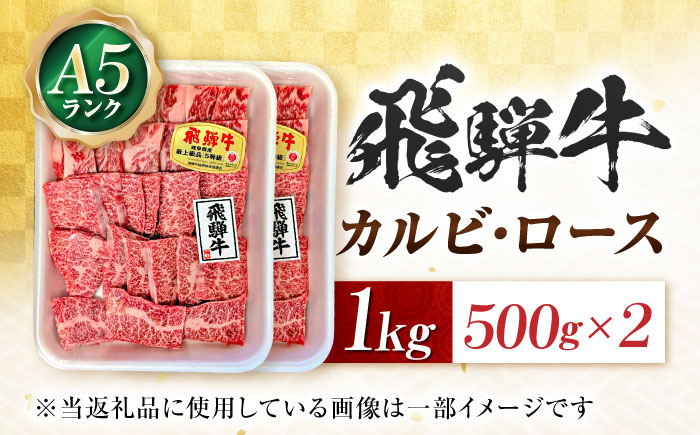 飛騨牛 A5等級 焼肉用 カルビ・ロース 1kg カルビ カルビ焼肉 カルビ肉 ロース 焼肉 焼き肉 やきにく 焼肉セット 焼肉用 赤身 最高級 a5 A5 牛 和牛 牛肉 お肉 高級 贈答ギフト 岐阜市 / 肉の松久 [ANIP006]