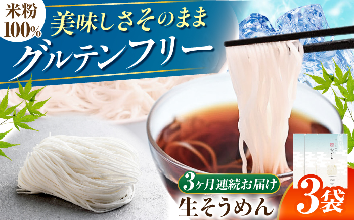 【3回定期便】　（【グルテンフリー】 細くてもしっかりコシ！ 米粉生そうめん グルテンフリー そうめん 米粉 岐阜市 / 小林生麺 [ANGM020]
