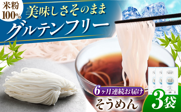 【6回定期便】 【グルテンフリー】　細くてもしっかりコシ！ 米粉そうめん グルテンフリー 米粉 そうめん 岐阜市 / 小林生麺 [ANGM031]