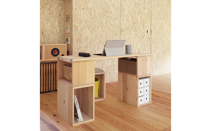 【サスティナブルな岐阜県産材の家具】 オフィスデスク S 長良杉 / もくわく 収納 棚 本棚 インテリア おしゃれ ナチュラル 木 温もり 連結 無垢 岐阜市 / ツバキラボ [ANID001]