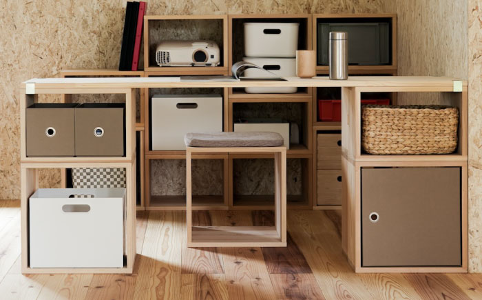 【サスティナブルな岐阜県産材の家具】 オフィスデスク M 栗 / もくわく 収納 棚 本棚 インテリア おしゃれ ナチュラル 木 温もり 連結 無垢 岐阜市 / ツバキラボ [ANID004]