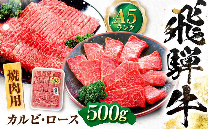 飛騨牛 A5等級 焼肉用 カルビ・ロース 500g カルビ カルビ焼肉 カルビ肉 ロース 焼肉 焼き肉 やきにく 焼肉セット 焼肉用 赤身 最高級 a5 A5 牛 和牛 牛肉 お肉 高級 贈答ギフト 岐阜市 / 肉の松久 [ANIP005]