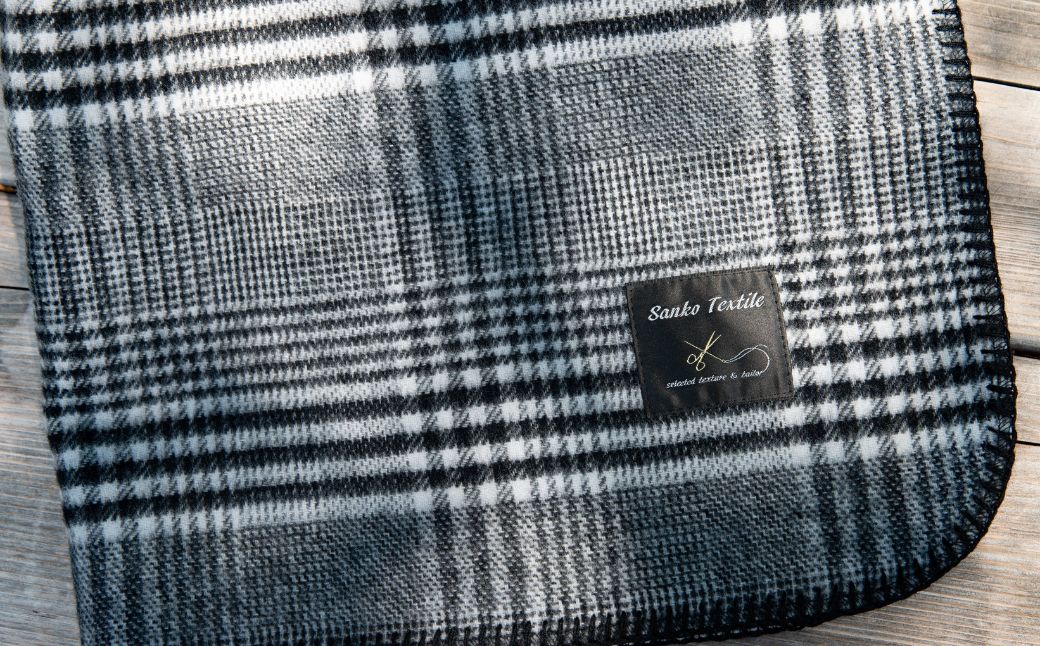 高級ラムウール ブランケット ガンクラブチェックグレー ガンクラブチェックグレー