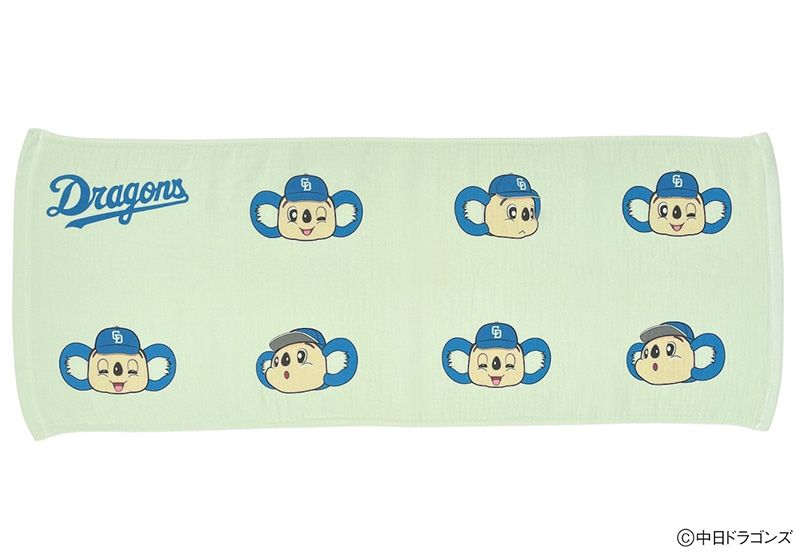【中日ドラゴンズとのコラボアイテム】のこり染×ドアラフェイスタオル　ほうれんそう