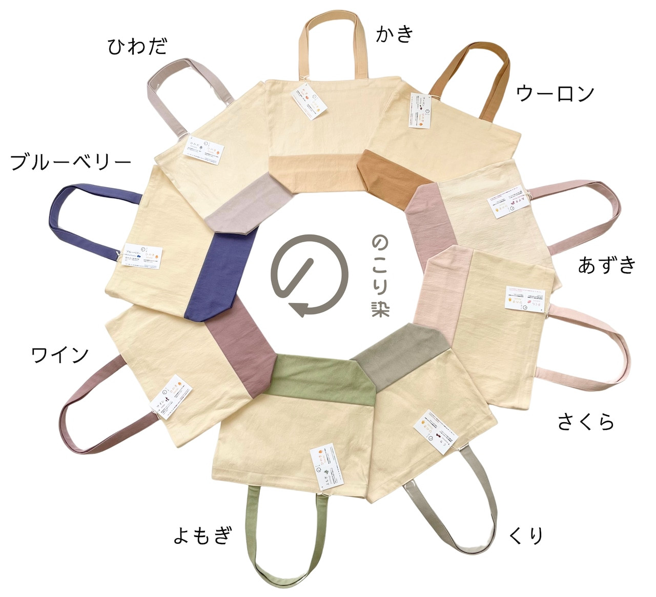 【のこり染】トートバッグ大　ウーロン