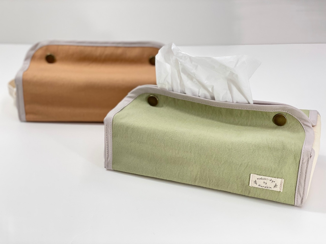 【のこり染】ティッシュボックスカバー　ウーロン