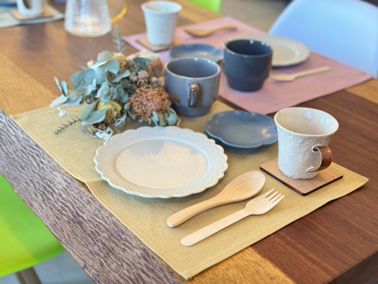 【のこり染】ランチョンマット　よもぎ