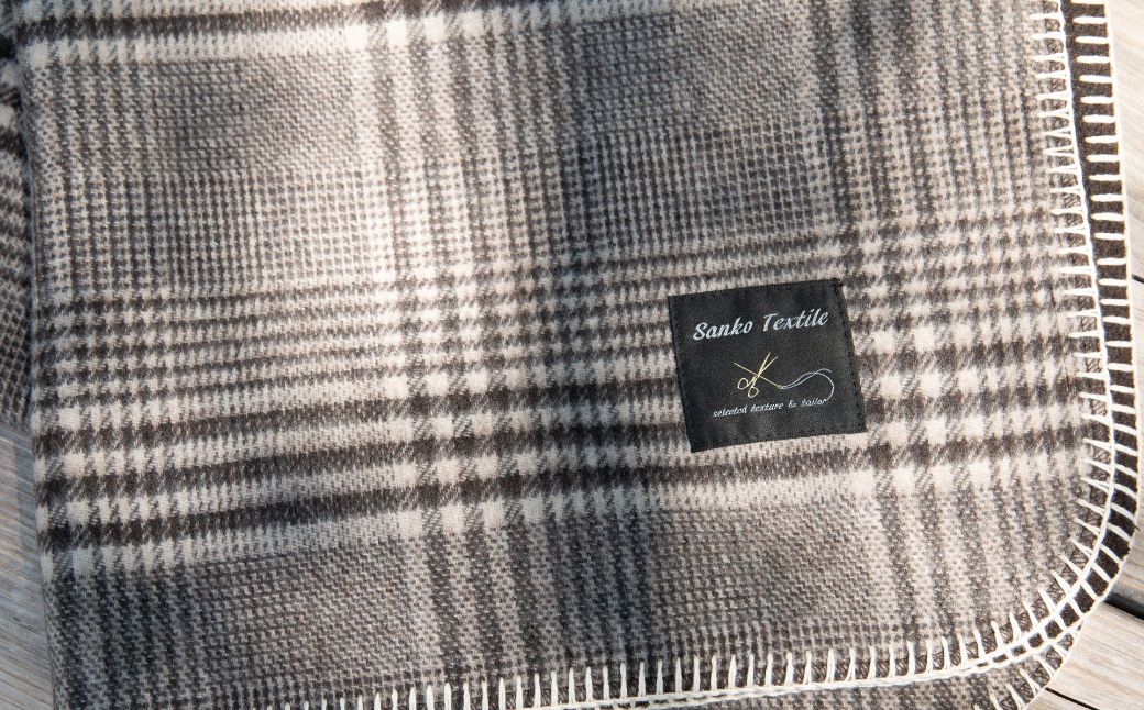 高級ラムウール ブランケット チェックグレー チェックグレー